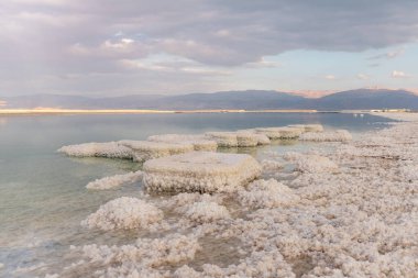 İsrail 'in güneyindeki Ölü Deniz kıyılarının yakınlarındaki tuzdan alışılmadık şekiller oluştu.
