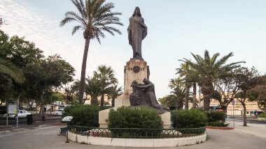 Florianna, Malta, 04 July, 2013 : Kristu Re Christ the King Monument in rays of the setting sun in Florianna in Malta