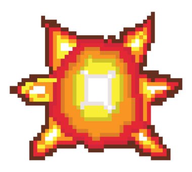 patlama piksel sanatı, video oyunu patlaması animasyon alev pikseli sanat.