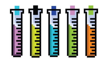 piksel sanat test tüpü, fen laboratuvarı cam piksel seti.