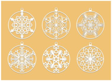 Lazer kesimi noel topu vektörü seti