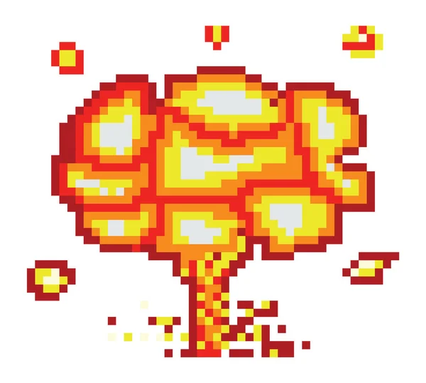 爆炸像素艺术 电子游戏爆炸动画火焰像素艺术 — 图库矢量图片