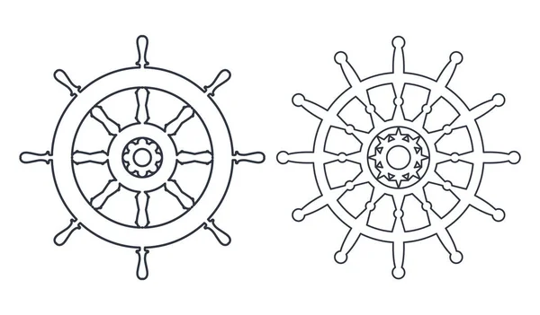 Roda Kemudi Kapal Ikon Vektor Anchor Helm Vektor Ikon Kemudi - Stok Vektor