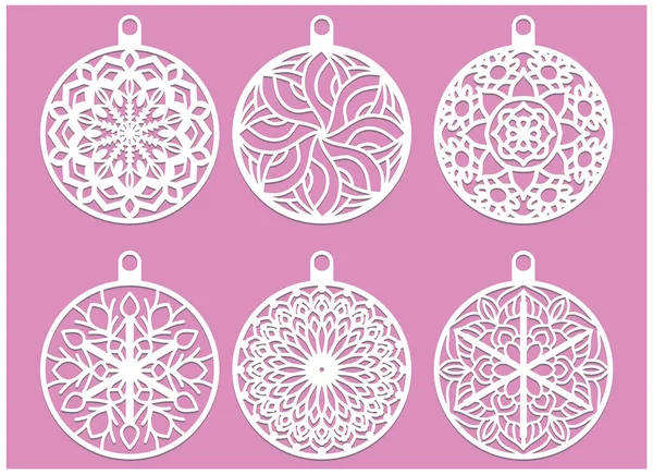 Lazer kesimi noel topu vektörü seti