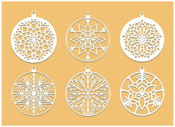 stock vector laser cut christmas ball vector set