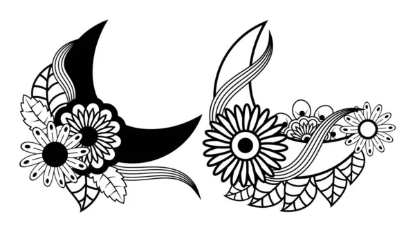 アラビアの花月のパターンの背景 月の着色ページ — ストックベクタ
