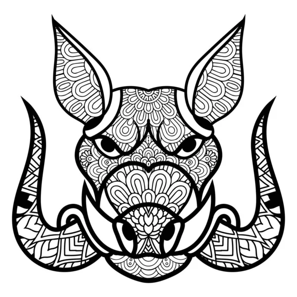 Симпатичні Тварини Обличчя Контур Чорно Біла Лінія Ілюстрація Розмальовки — стоковий вектор
