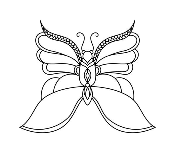 Квіткові Квіти Метеликів Розмальовка Сторінка Дітей — стоковий вектор