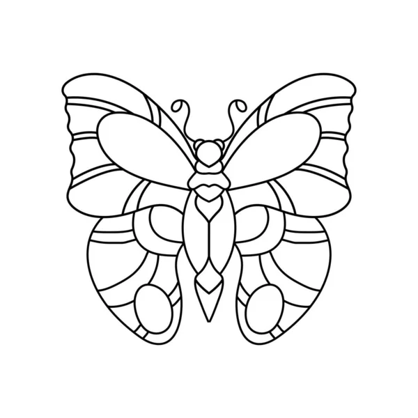 Floral Butterfly Flowers Butterfly Coloring Page Kids — Stock Vector