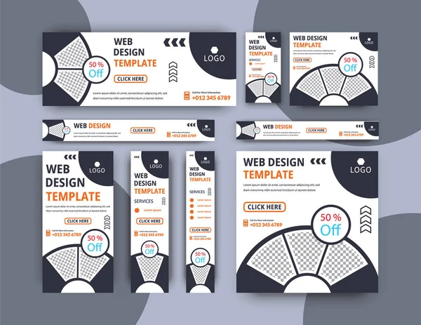 Ağ pankartlarının yerleşimi. Dikey, yatay ve kare şablon. 