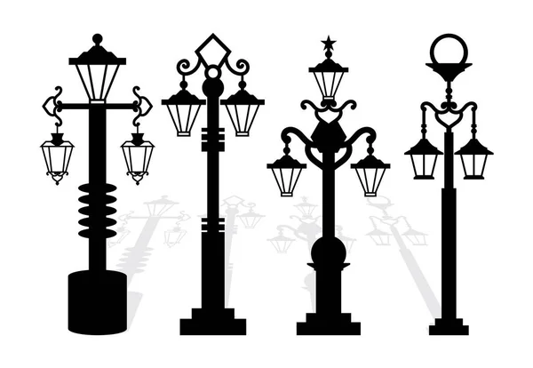 stock image Street lamp vector set. laser cut Retro street light pillars and lantern poles