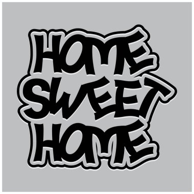 Evim güzel evim. Kaligrafi çıkartması tasarımı.