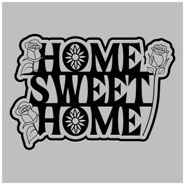 Evim güzel evim. Kaligrafi çıkartması tasarımı.