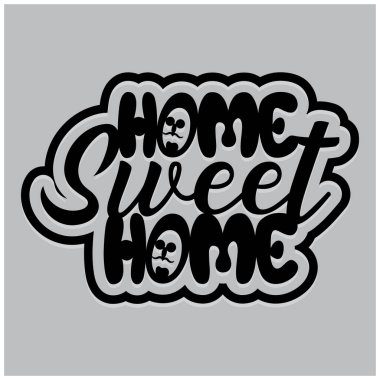 Evim güzel evim. Kaligrafi çıkartması tasarımı.