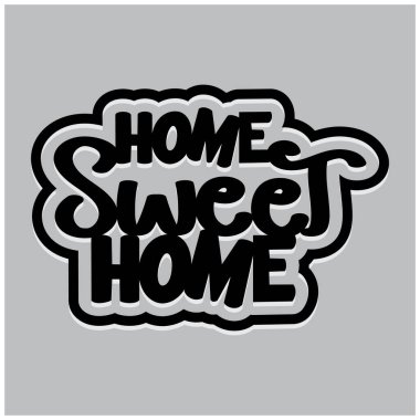 Evim güzel evim. Kaligrafi çıkartması tasarımı.