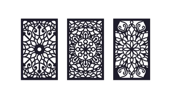 Lazer kesimi düğün davetiyesi mandala panel şablonu,