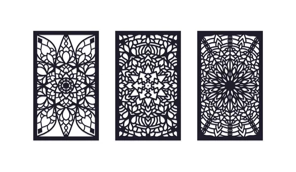 Lazer kesimi düğün davetiyesi mandala panel şablonu,