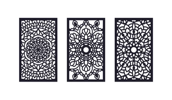 Lazer kesimi düğün davetiyesi mandala panel şablonu,