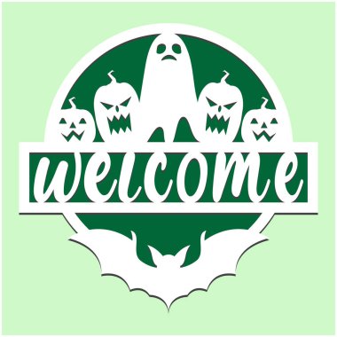 Cadılar Bayramı Yuvarlak İşaret Kapısı Askısı Lazer Kesimi