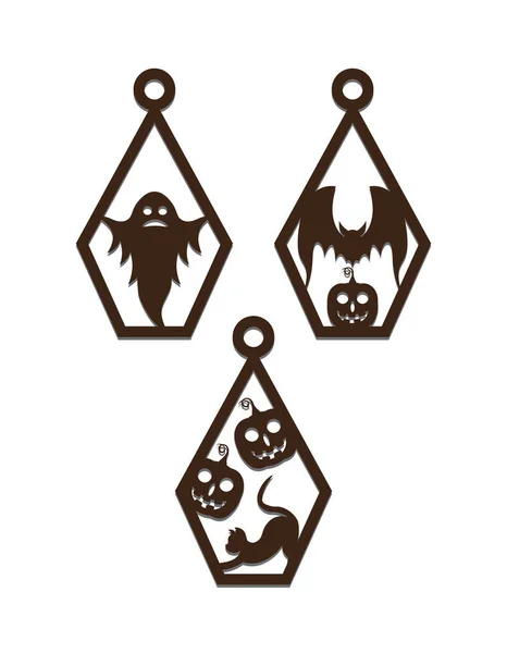 Korkunç Cadılar Bayramı Küpe Şablonu Lazer Kesme Dosyası