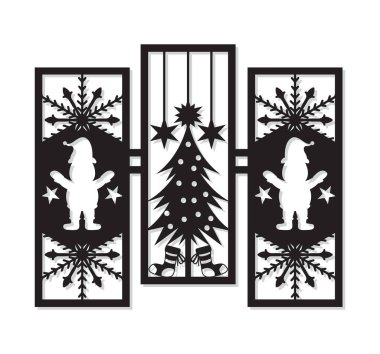 Christmas panel wall decor design clipart