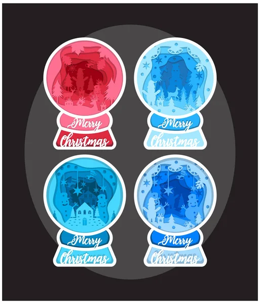 El çizimi düz 3D Noel Gölgesi Kutusu kağıt kesimi tasarımı