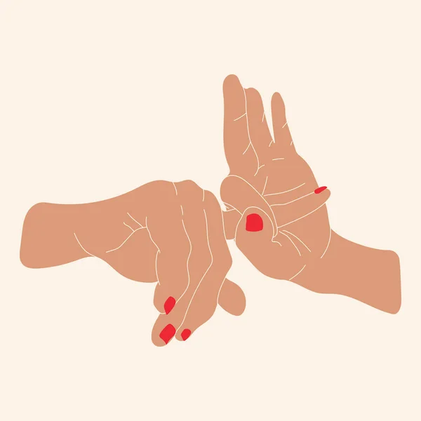性的な手のジェスチャー 性交とセックスをシミュレートする手と指 愛と教育の概念 ベクターイラスト — ストックベクタ