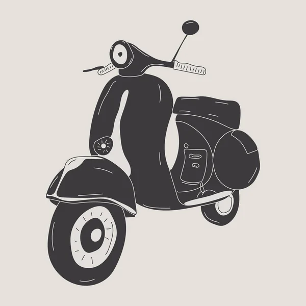 Classic Italian Retro Scooter Silhouette Side View Two Wheeled Vehicle — Stock Vector