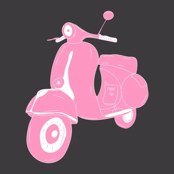 Scooter Oldtimer Motorrad Mit Rosa Farbe Vektorillustrator — Stockvektor