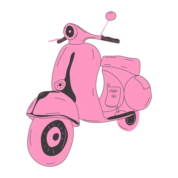 Scooter Vintage Motorfiets Met Roze Kleur Vector Illustrator — Stockvector