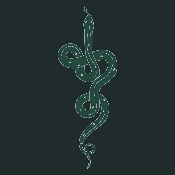 Green Snake Animal Magical Wild Vector Illustration — Stock vektor