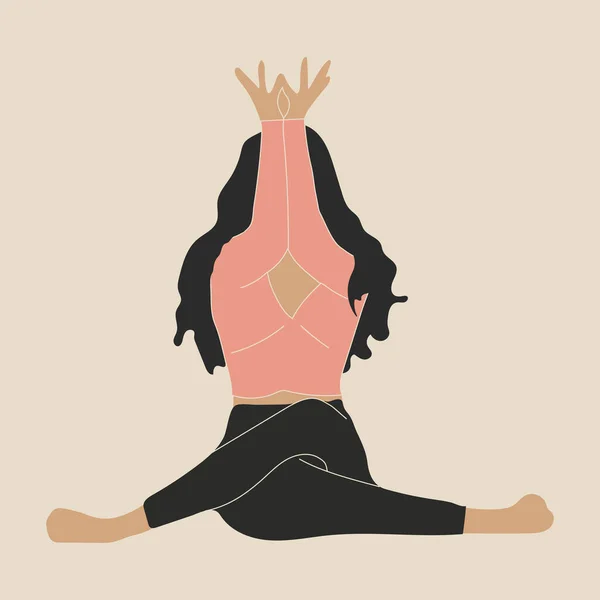 Woman Practicing Yoga Meditation Girl Namaste Pose Exercise Meditation Health — Stock Vector
