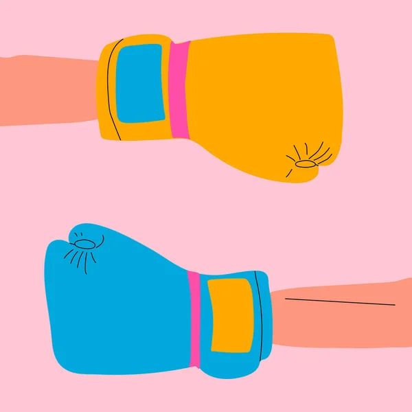 Боксерские Перчатки Оборудование Борьбы Конкуренция Повешение Защита Рук Векторная Иллюстрация — стоковый вектор