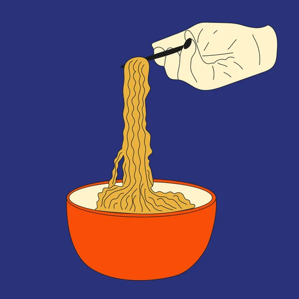 Лапша Палочки Еды Рамен Азиатская Еда Китайская Корейская Японская Кухня — стоковый вектор