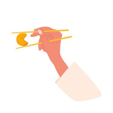 Çubuklarda fal baktıran kurabiyeler. Geleneksel Çin tatlı kurabiyesi ve gelecekteki vektör illüstrasyonları.