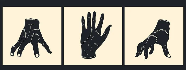 Набор Трех Векторных Иллюстраций Жуткой Руки Зомби Элементы Изолированы — стоковый вектор