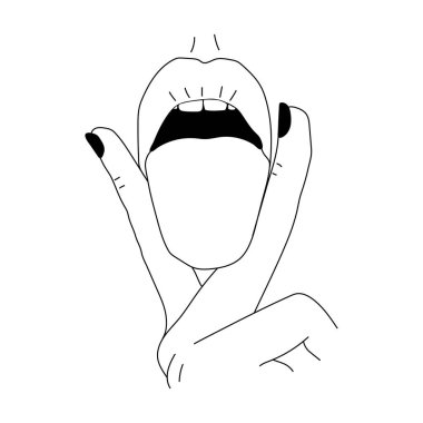 Cinsel el hareketi ve dil. Aşk ve eğitim kavramı. Vektör illüstrasyonu.