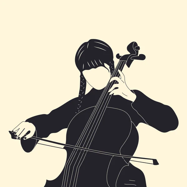 Onsdag Spelar Cello Handritade Vektorillustrationer — Stock vektor