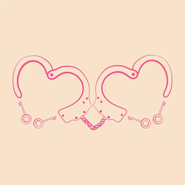 Heart Shaped Handcuffs Silhouette Icon Clipart Image Isolated Background — Stock Vector