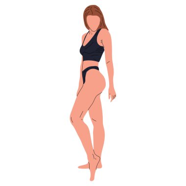 Young beautiful slim woman in underwear in full growth posing isolated  background. Vector