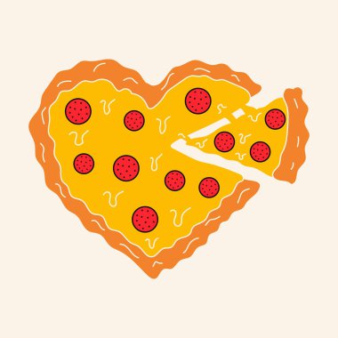 Pizza in the form of a heart. Valentine's Day concept