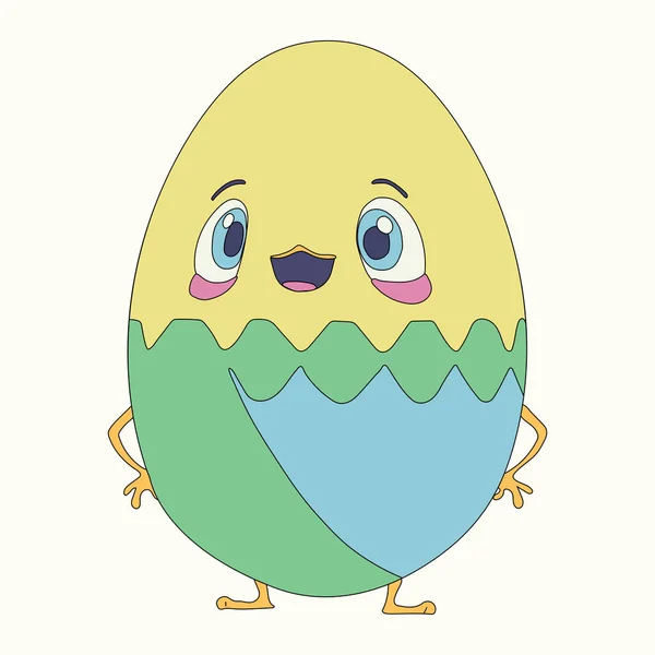 Cute Character Little Chicken Easter Egg Easter Vector Illustration — Stock Vector