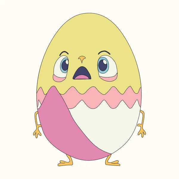 Милий Персонаж Маленьке Куряче Великоднє Яйце Великдень Векторні Ілюстрації — стоковий вектор