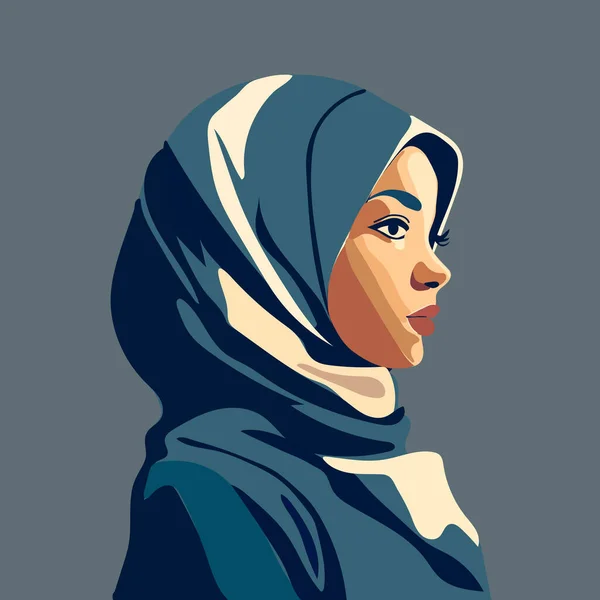 Porträt Einer Arabischen Frau Hijab Vektorflache Illustration — Stockvektor