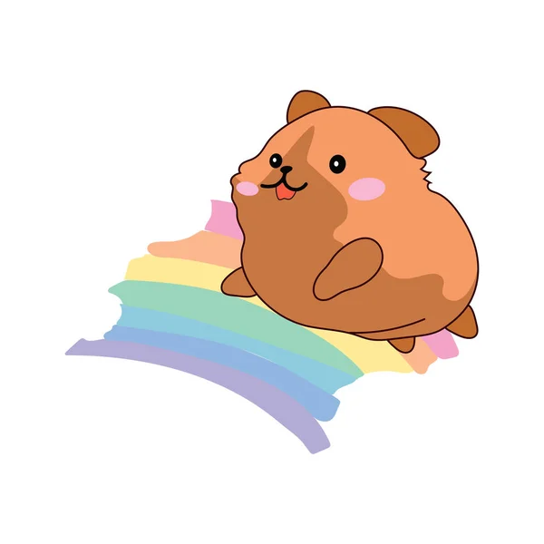 Vector Isolated Illustration Cute Hamster Cub Jumping Happiness Joy Kawaii — Stock Vector