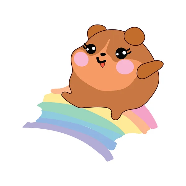 Vetor Isolado Ilustração Bonito Hamster Filhote Pulando Felicidade Alegria Kawaii —  Vetores de Stock