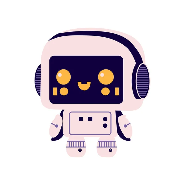 Robot Mignon Dans Style Futuriste Rétro Caractère Bot Android Machine — Image vectorielle
