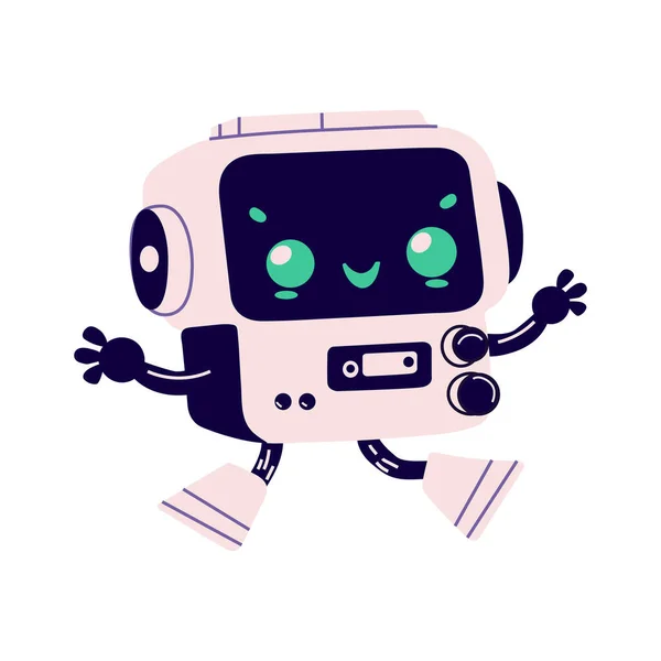 Χαριτωμένο Ρομπότ Ρετρό Φουτουριστικό Στυλ Android Bot Χαρακτήρα Έξυπνη Μηχανή — Διανυσματικό Αρχείο