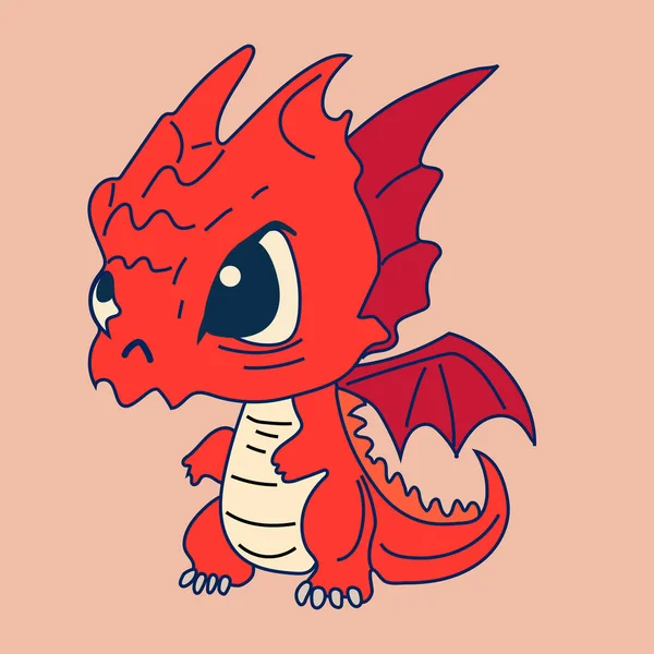 Vector Stock Illustration Isolated Emoji Character Cartoon Dragon Dinosaur Sticker — Stock Vector
