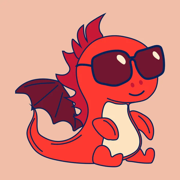 Vector Ilustración Stock Aislado Emoji Personaje Dibujos Animados Dinosaurio Dragón — Vector de stock